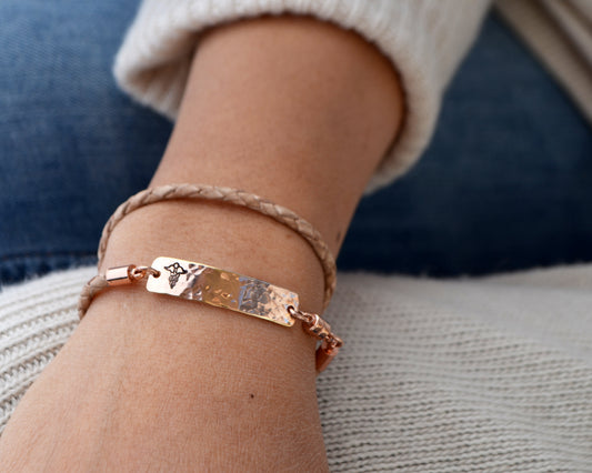 Dainty Hammered Wrap Med Alert Bracelet