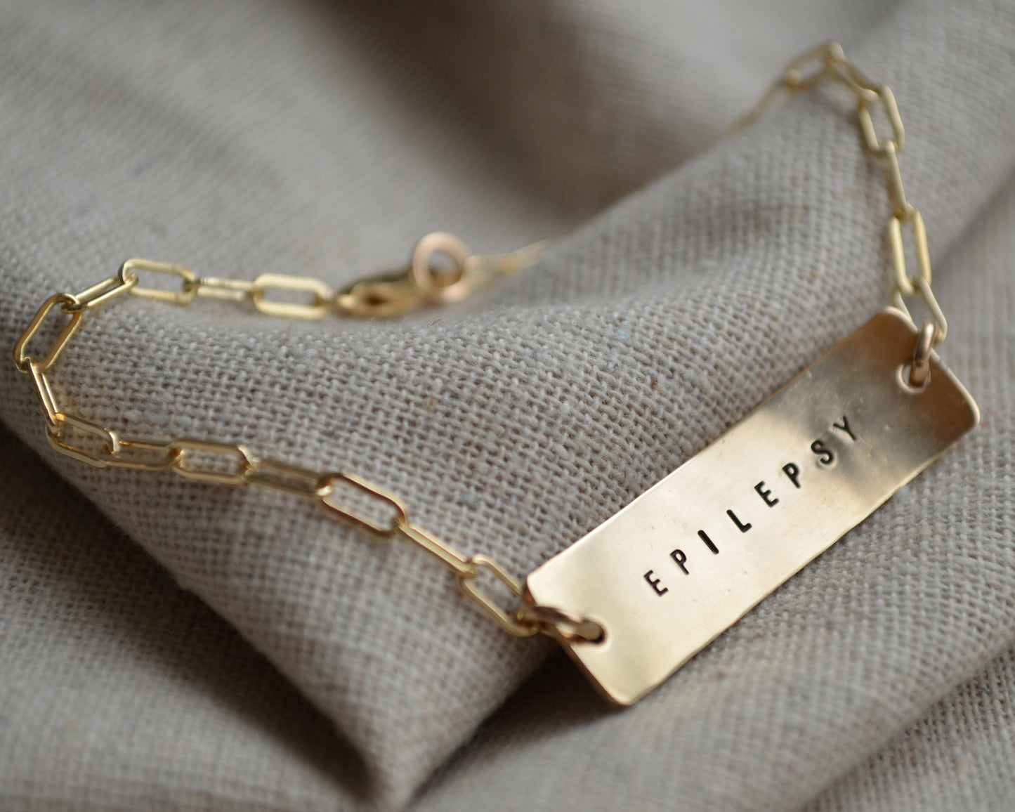 Hammered Paperclip Chain Medical Alert Bracelet