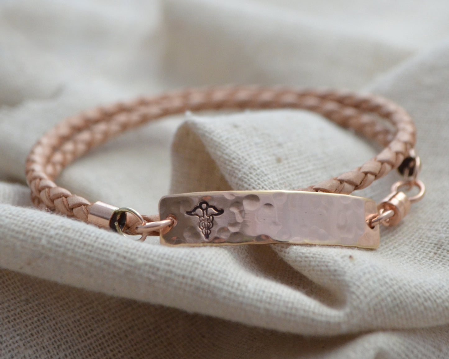 Dainty Hammered Wrap Med Alert Bracelet